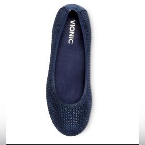 Vionic Spark 359 Willow Blue Sparkle Rhinestone Ballet Flat  Wms 9 US 40EU Bling